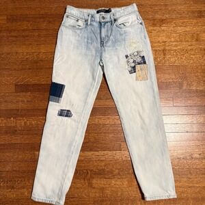 Lauren Ralph Lauren Patchwork Lace Embroidered Light Wash Jeans Womens 0